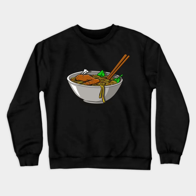 Chicken noodle in a bowl illustration Crewneck Sweatshirt by Invectus Studio Store